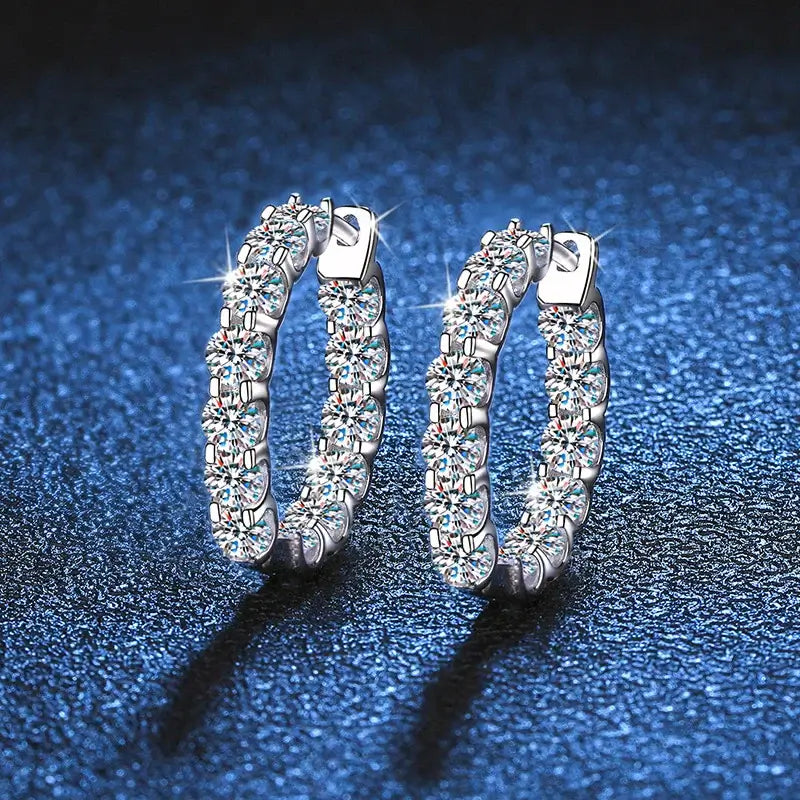 GRA certified moissanite hoop earrings NGSTC authentication D color VVS1 excellent cut D Color VVS1 Crown Moissanite Studs 8 Hearts and Arrows Cut
