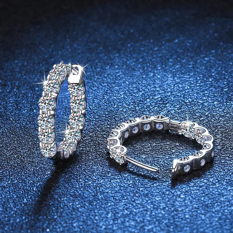 Premium hoop earrings 26 moissanite stones 3mm each 0.1ct chemical free construction