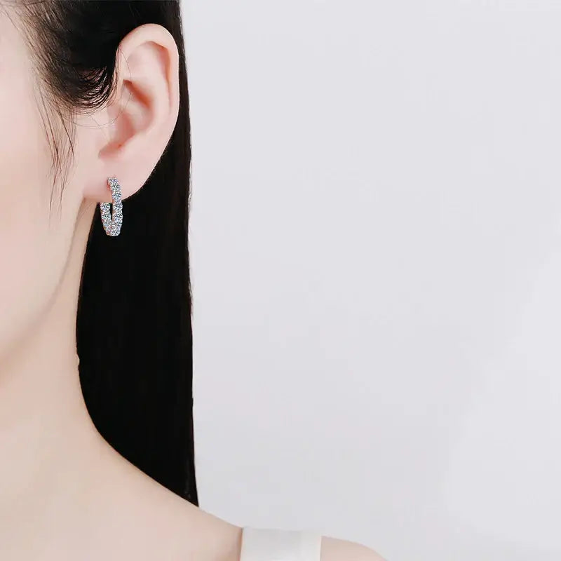 Round pattern moissanite hoop earrings classic style party occasion luxury jewelry design