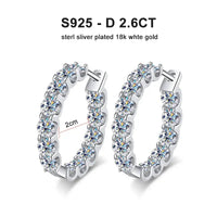 Sterling silver hoop earrings moissanite diamonds 18K white gold plated mainland China