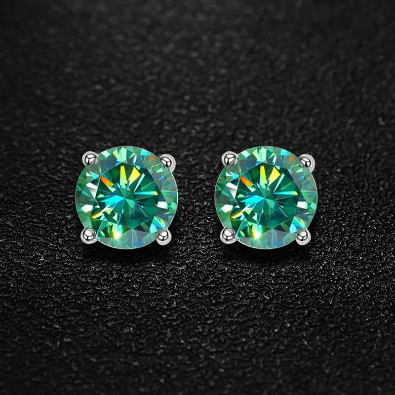 Excellent cut green moissanite earrings VVS1 clarity D color grade professional craftsmanship