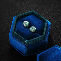 Vibrant green Moissanite studs with a brilliant round cut. Bold, colorful sparkle that stands out effortlessly. - Diamond-Lab