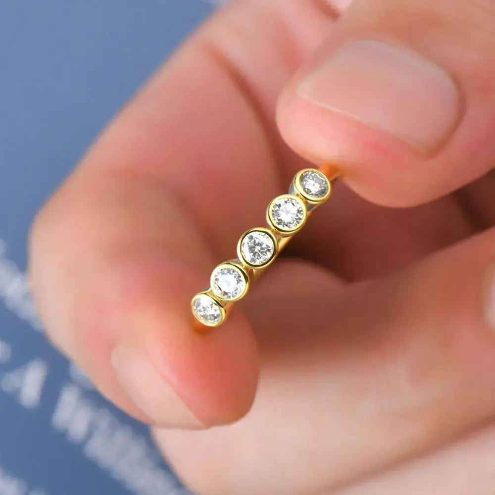 Unisex fine jewelry moissanite wedding ring 18K gold plating