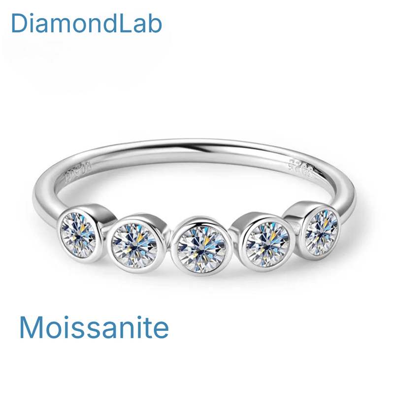 1.5ct Moissanite Ring 925 Silver 18K Gold Wedding Band