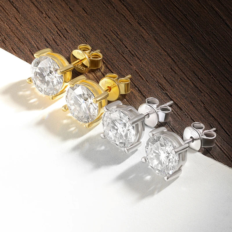 Personalized premium moissanite stud earrings chemical free construction 2.0 carat stones