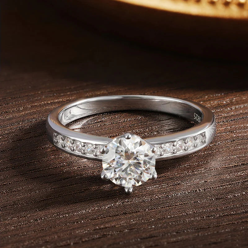 A stunning floral-inspired Moissanite ring with delicate side stones —waterproof luxury moissanite ring women