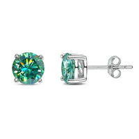 Green D Color VVS1 Moissanite Stud Earrings 925 Sterling Silver 18K White Gold Plated 8 Hearts 8 Arrows GRA Certified - Diamond - Lab