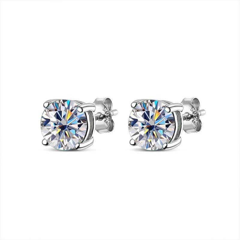 Green D Color VVS1 Moissanite Stud Earrings 925 Sterling Silver 18K White Gold Plated 8 Hearts 8 Arrows GRA Certified - Diamond - Lab