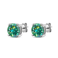 Green D Color VVS1 Moissanite Stud Earrings 925 Sterling Silver 18K White Gold Plated 8 Hearts 8 Arrows GRA Certified - Diamond - Lab