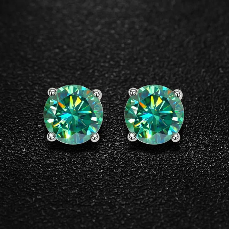 Green D Color VVS1 Moissanite Stud Earrings 925 Sterling Silver 18K White Gold Plated 8 Hearts 8 Arrows GRA Certified - Diamond - Lab