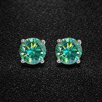 Green D Color VVS1 Moissanite Stud Earrings 925 Sterling Silver 18K White Gold Plated 8 Hearts 8 Arrows GRA Certified - Diamond - Lab