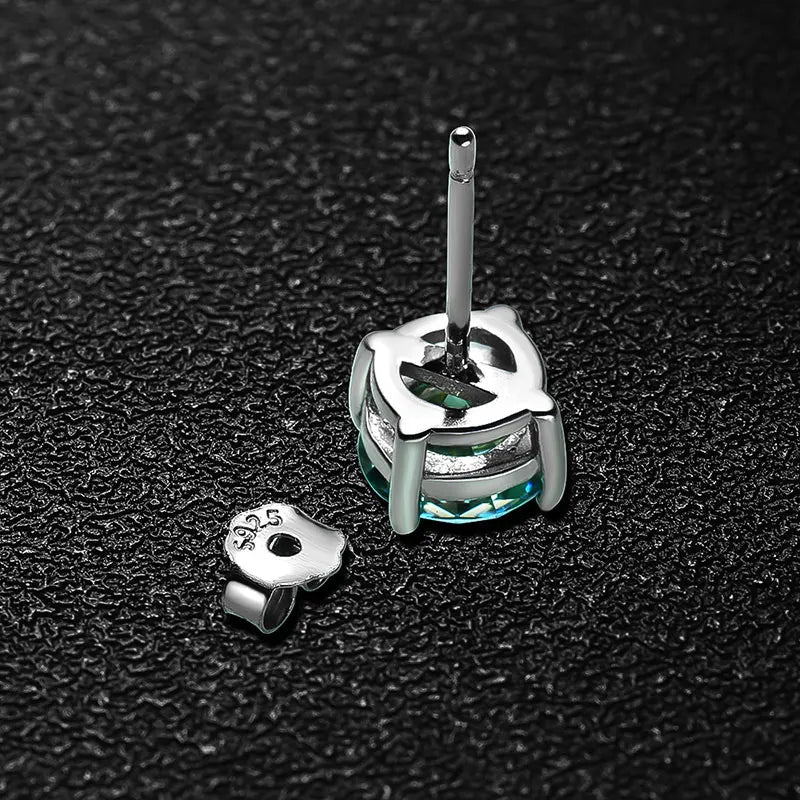 Green D Color VVS1 Moissanite Stud Earrings 925 Sterling Silver 18K White Gold Plated 8 Hearts 8 Arrows GRA Certified - Diamond - Lab