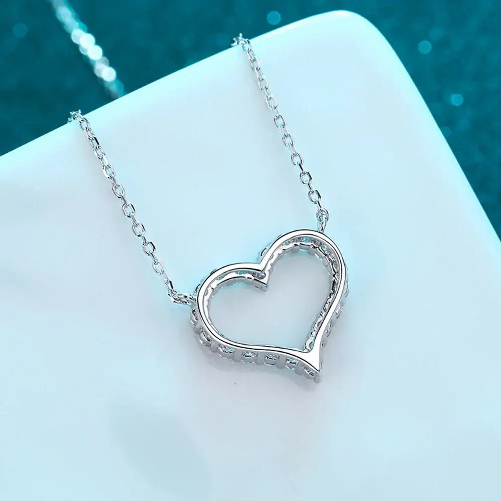 Heart Moissanite Necklace 2ct VVS1 D Color 925 Sterling Silver 18k White Gold Plated O - Chain Women with CNAS Certificate - Diamond - Lab