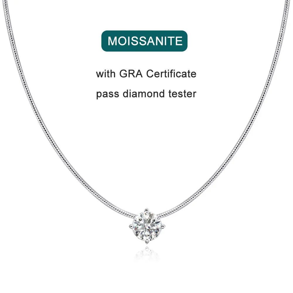 Heart Moissanite Necklace 2ct VVS1 D Color 925 Sterling Silver 18k White Gold Plated O - Chain Women with CNAS Certificate - Diamond - Lab