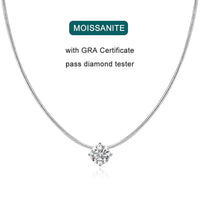 Heart Moissanite Necklace 2ct VVS1 D Color 925 Sterling Silver 18k White Gold Plated O - Chain Women with CNAS Certificate - Diamond - Lab