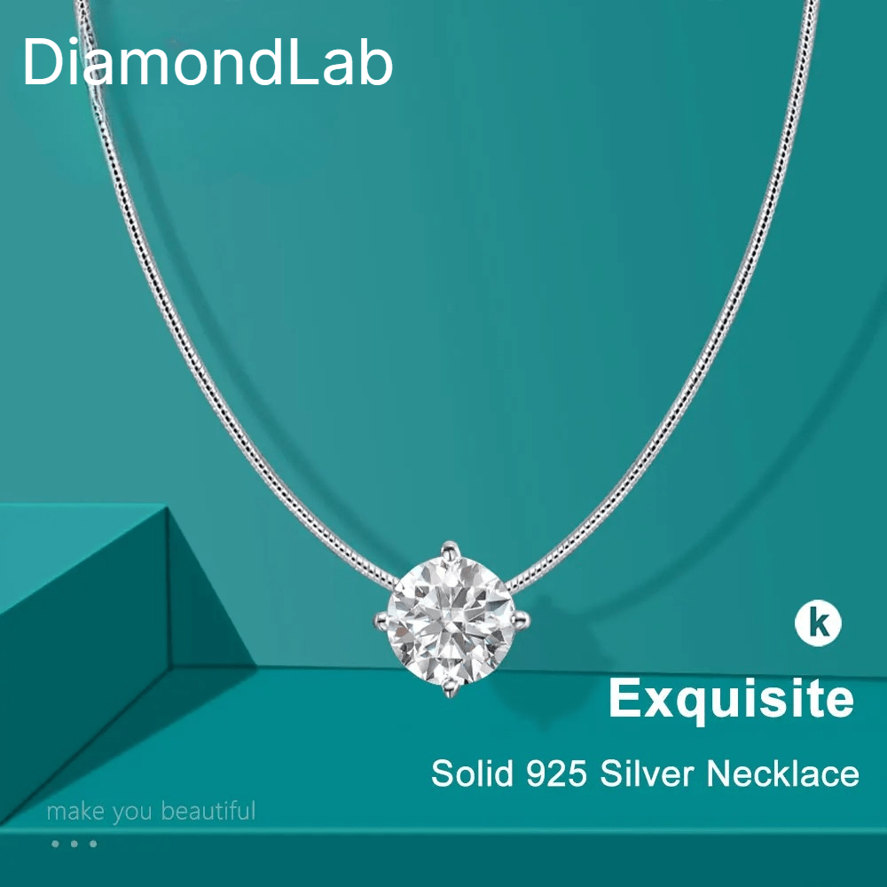 Heart Moissanite Necklace 2ct VVS1 D Color 925 Sterling Silver 18k White Gold Plated O - Chain Women with CNAS Certificate - Diamond - Lab