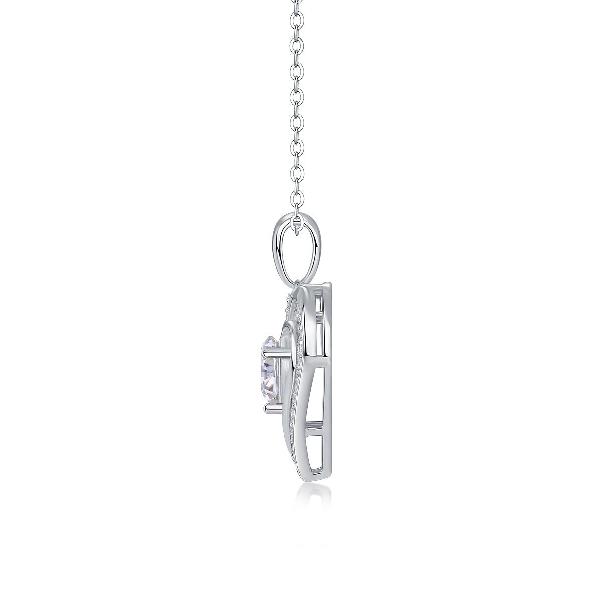 Heart To Heart Moissanite Pendant Necklace – 925 Sterling Silver - Diamond-Lab