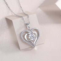 Heart To Heart Moissanite Pendant Necklace – 925 Sterling Silver - Diamond-Lab