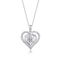 Heart To Heart Moissanite Pendant Necklace – 925 Sterling Silver - Diamond-Lab
