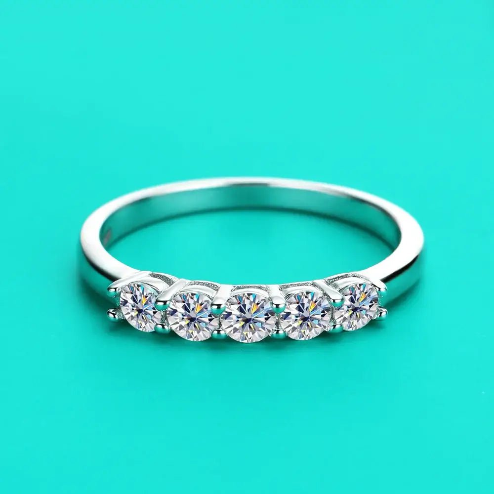 Luxury 0.7ct D VVS1 Moissanite Wedding Ring Sterling Silver Multi Stone - Diamond - Lab