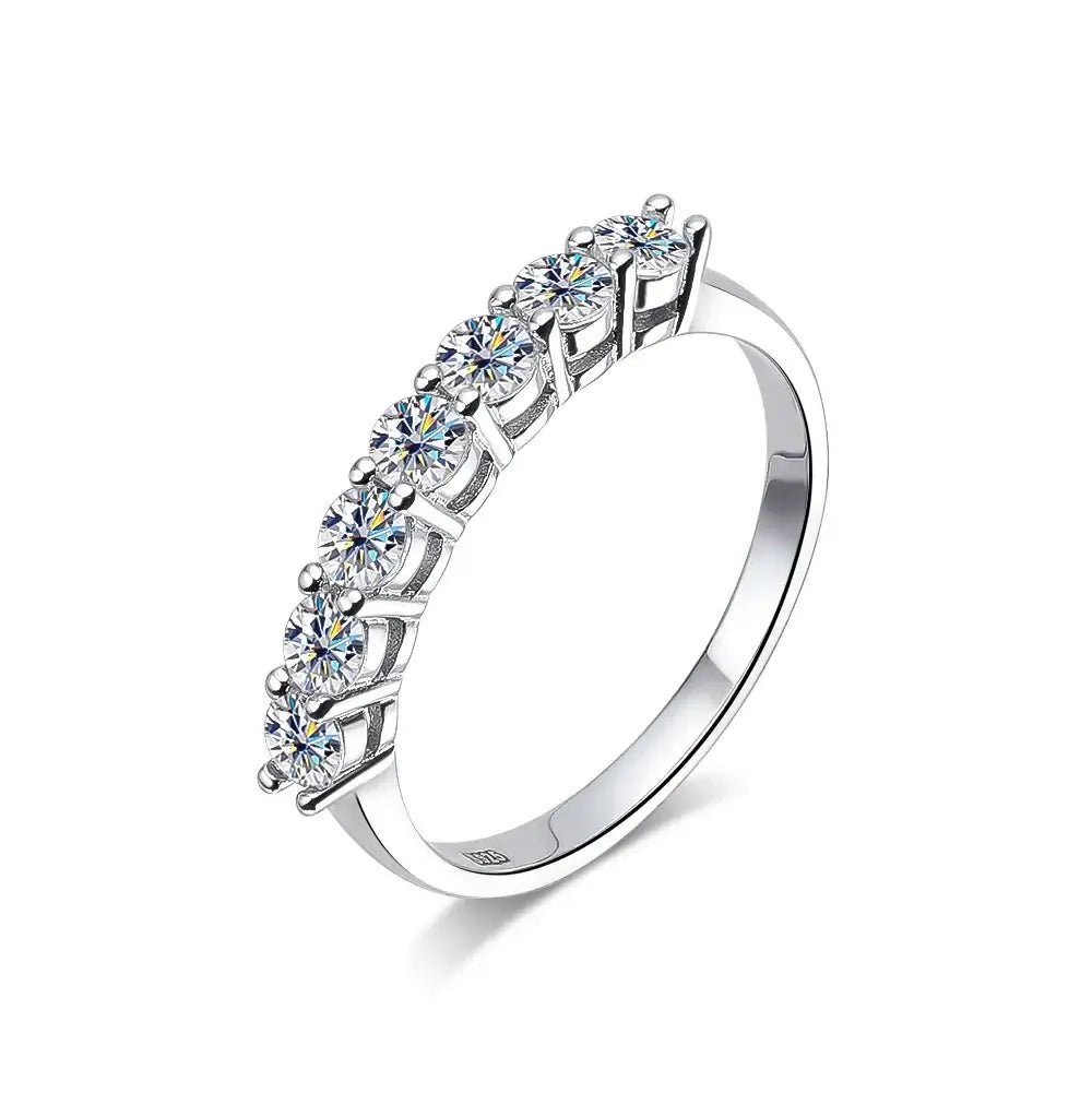 Luxury 0.7ct D VVS1 Moissanite Wedding Ring Sterling Silver Multi Stone - Diamond - Lab