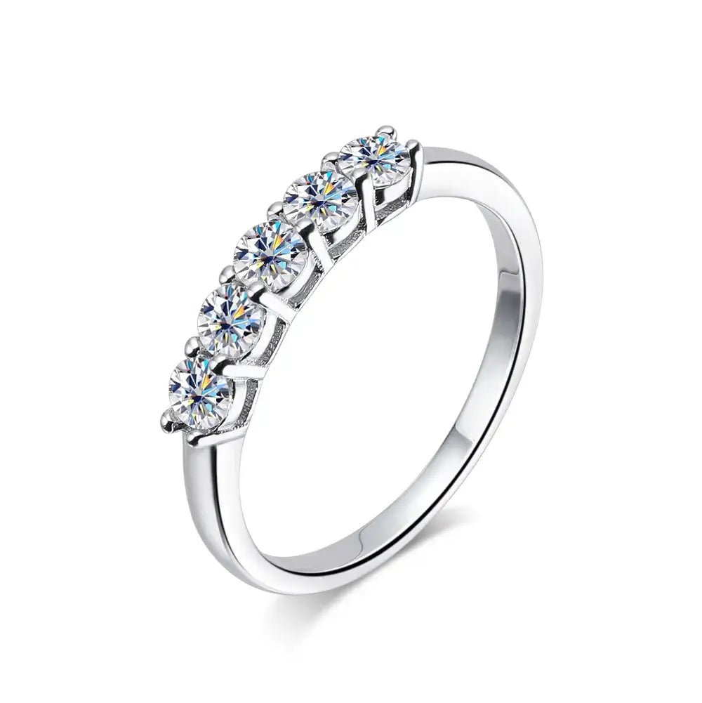 Luxury 0.7ct D VVS1 Moissanite Wedding Ring Sterling Silver Multi Stone - Diamond - Lab