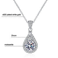 Moissanite Cross Pendant Necklace – D Color VVS1, 1ct/2ct, 925 Sterling Silver, 18K White Gold Plated, CNAS & GRA Certified, Unisex Fine Jewelry - Diamond - Lab