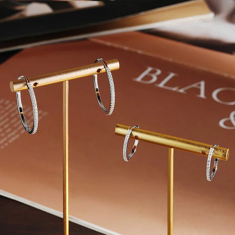 Moissanite Hoop Earrings VVS1 D Color 8 Hearts  Arrows Cut 925 Sterling Silver 18K White Gold Plated GRA Certified - Diamond - Lab