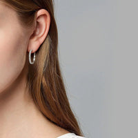 Moissanite Hoop Earrings VVS1 D Color 8 Hearts  Arrows Cut 925 Sterling Silver 18K White Gold Plated GRA Certified - Diamond - Lab