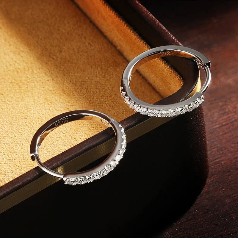 Moissanite Hoop Earrings VVS1 D Color 8 Hearts  Arrows Cut 925 Sterling Silver 18K White Gold Plated GRA Certified - Diamond - Lab