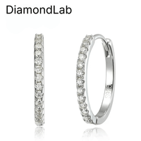 Moissanite Hoop Earrings VVS1 D Color 8 Hearts  Arrows Cut 925 Sterling Silver 18K White Gold Plated GRA Certified - Diamond - Lab