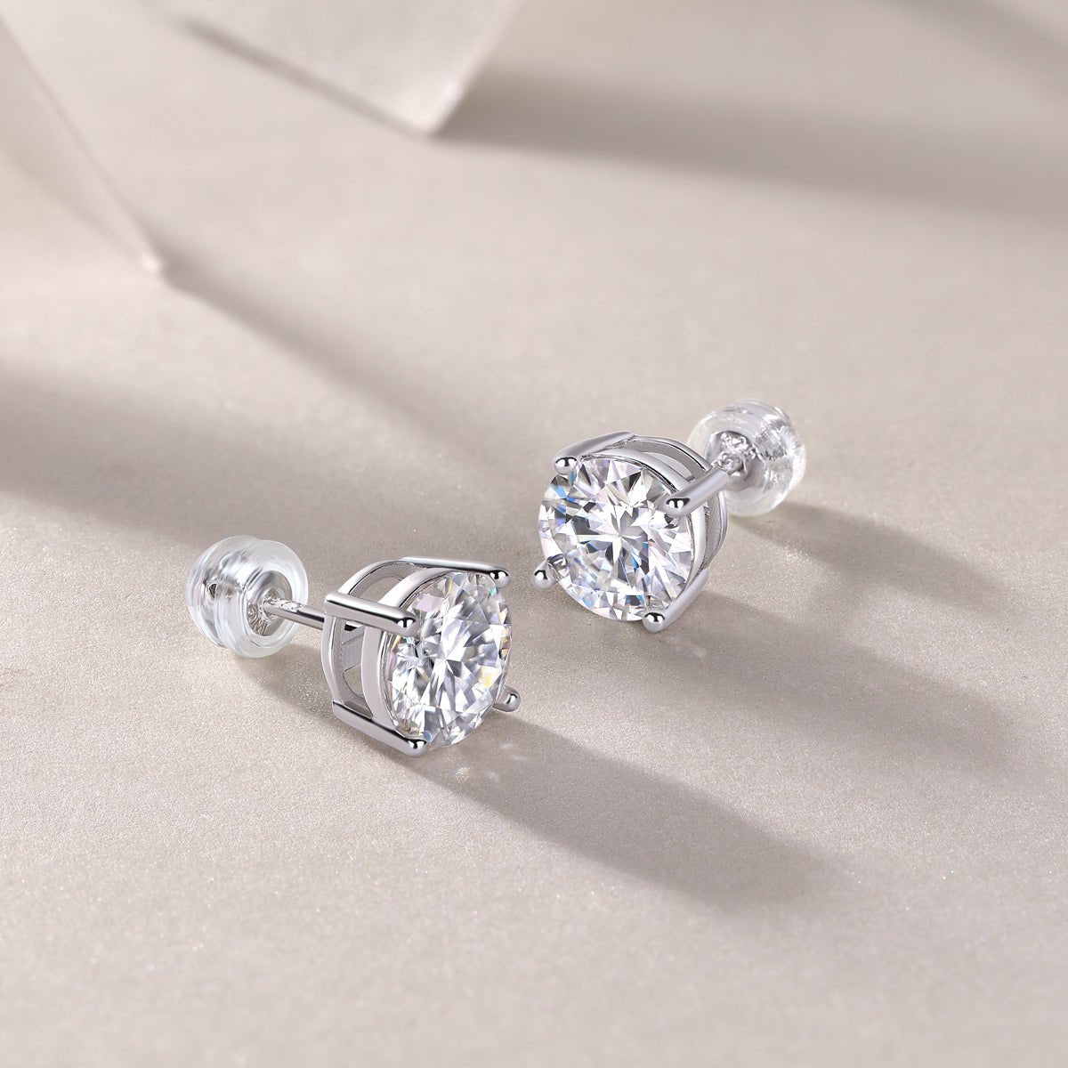 Moissanite Stud Earrings – 925 Sterling Silver (0.5ct / 1ct / 2ct) - Diamond-Lab