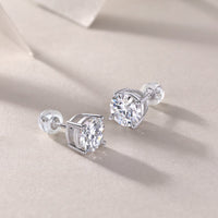 Moissanite Stud Earrings – 925 Sterling Silver (0.5ct / 1ct / 2ct) - Diamond-Lab