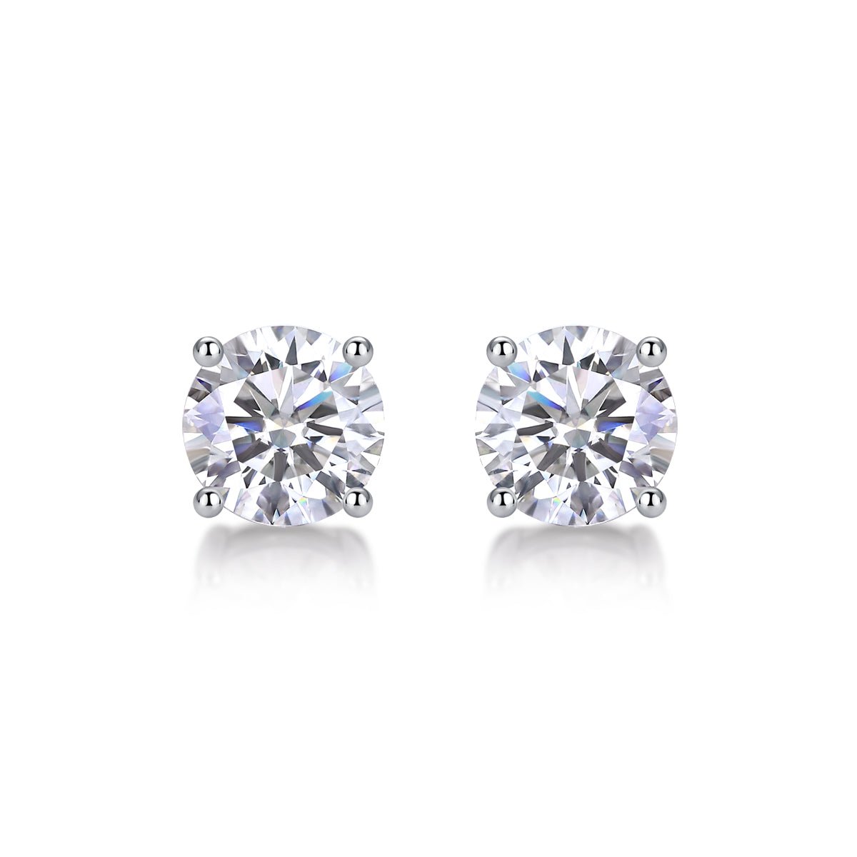 Moissanite Stud Earrings – 925 Sterling Silver (0.5ct / 1ct / 2ct) - Diamond-Lab