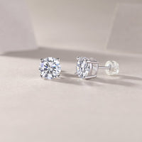 Moissanite Stud Earrings – 925 Sterling Silver (0.5ct / 1ct / 2ct) - Diamond-Lab