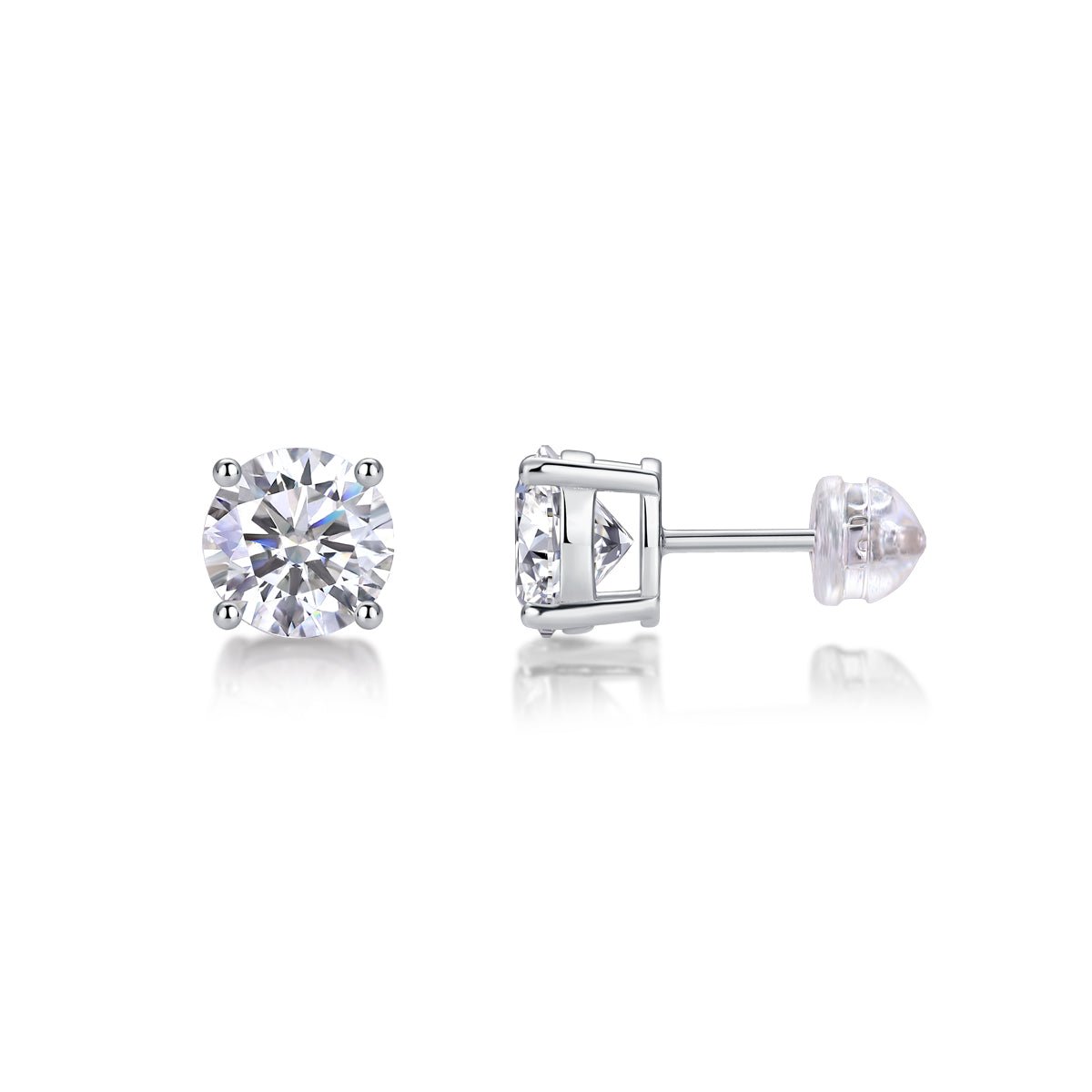 Moissanite Stud Earrings – 925 Sterling Silver (0.5ct / 1ct / 2ct) - Diamond-Lab