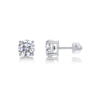 Moissanite Stud Earrings – 925 Sterling Silver (0.5ct / 1ct / 2ct) - Diamond-Lab