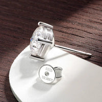 Personalized 4CT D VVS1 Moissanite Stud Earrings 925 Sterling Silver 18K White Gold Plated 8 Hearts 8 Arrows GRA Certified - Diamond - Lab