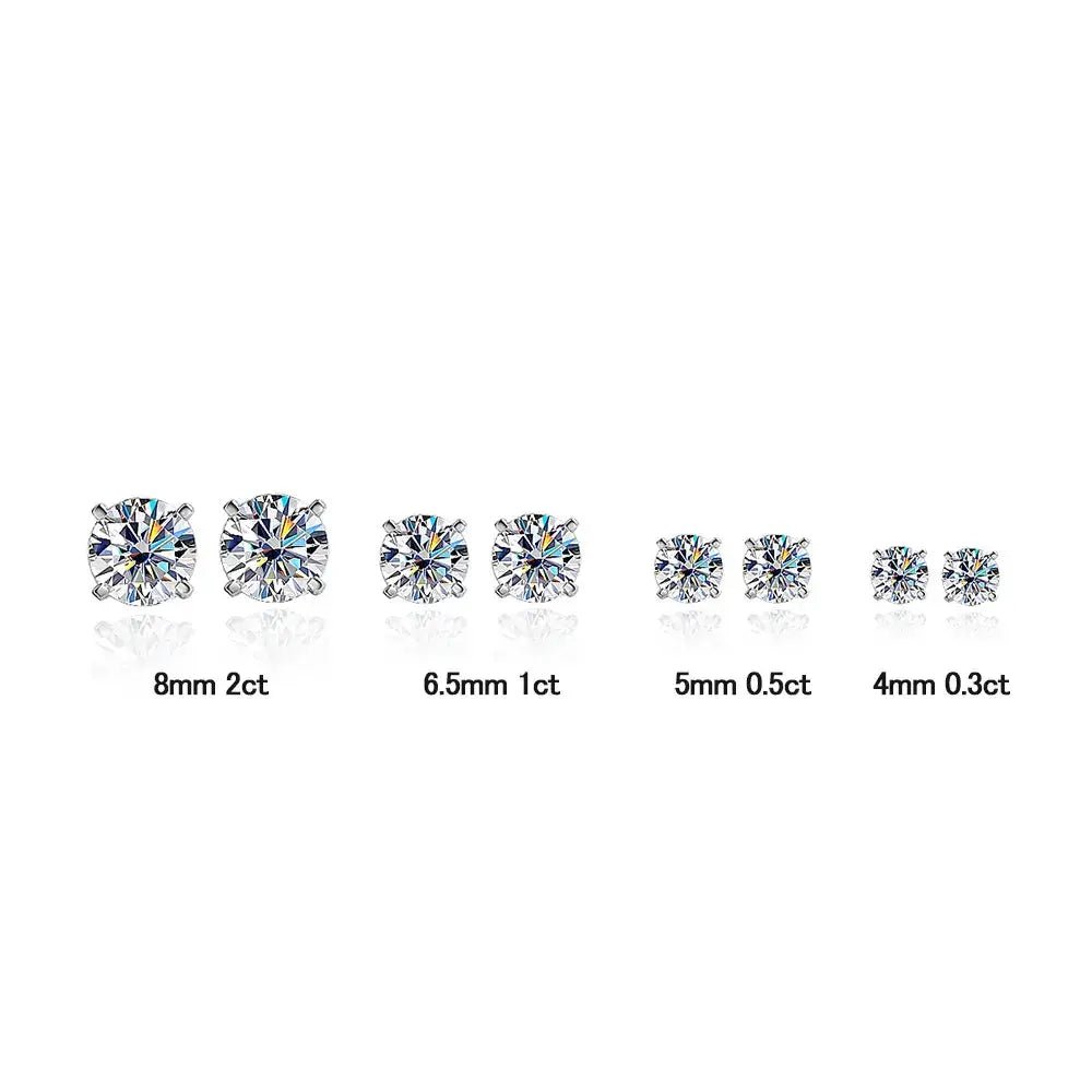 Personalized Classic Timeless D VVS1 Moissanite Stud Earrings 925 Sterling Silver 18K Gold Plated GRA Certified Women - Diamond - Lab