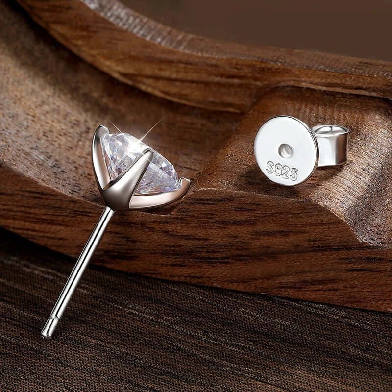 Personalized Classic Timeless D VVS1 Moissanite Stud Earrings 925 Sterling Silver 18K Gold Plated GRA Certified Women - Diamond - Lab