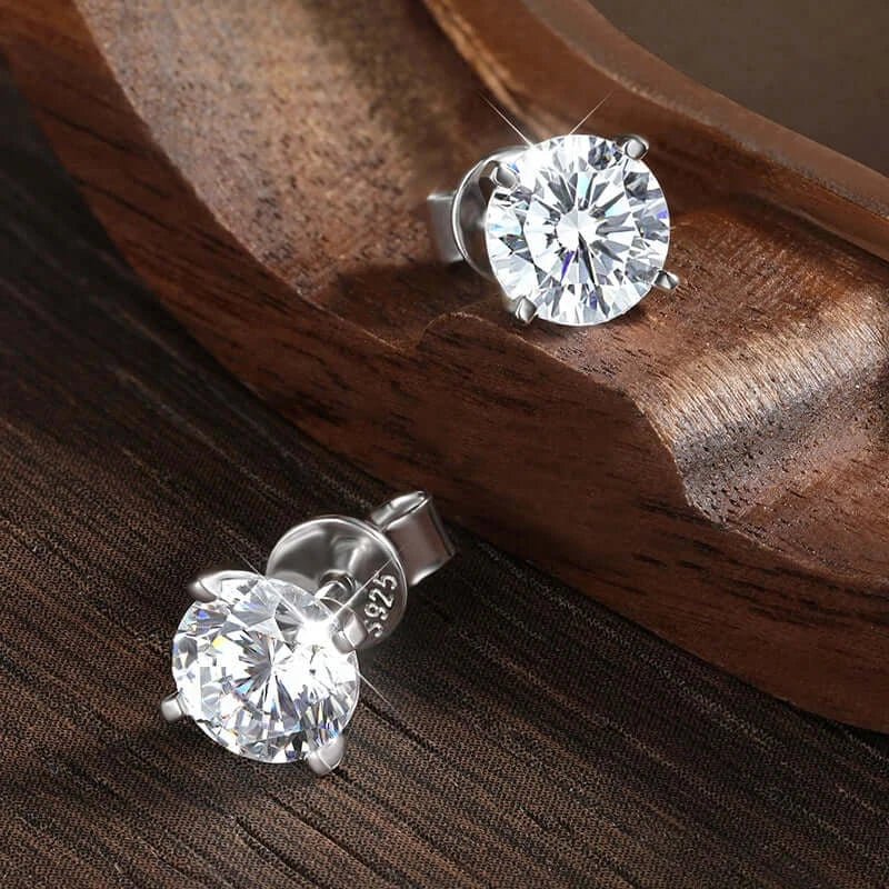 Personalized Classic Timeless D VVS1 Moissanite Stud Earrings 925 Sterling Silver 18K Gold Plated GRA Certified Women - Diamond - Lab