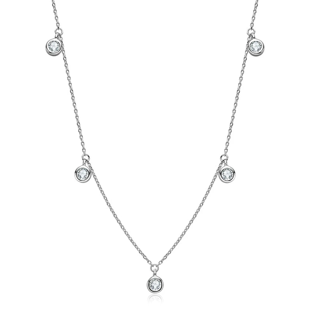 Premium Multi Stone Moissanite Necklace 8 Hearts Arrows 925 - Diamond - Lab