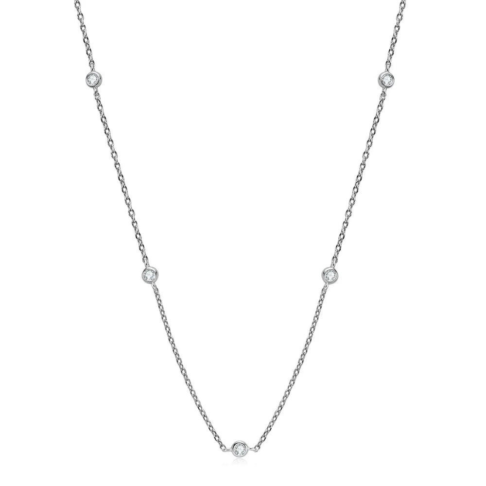 Premium Multi Stone Moissanite Necklace 8 Hearts Arrows 925 - Diamond - Lab