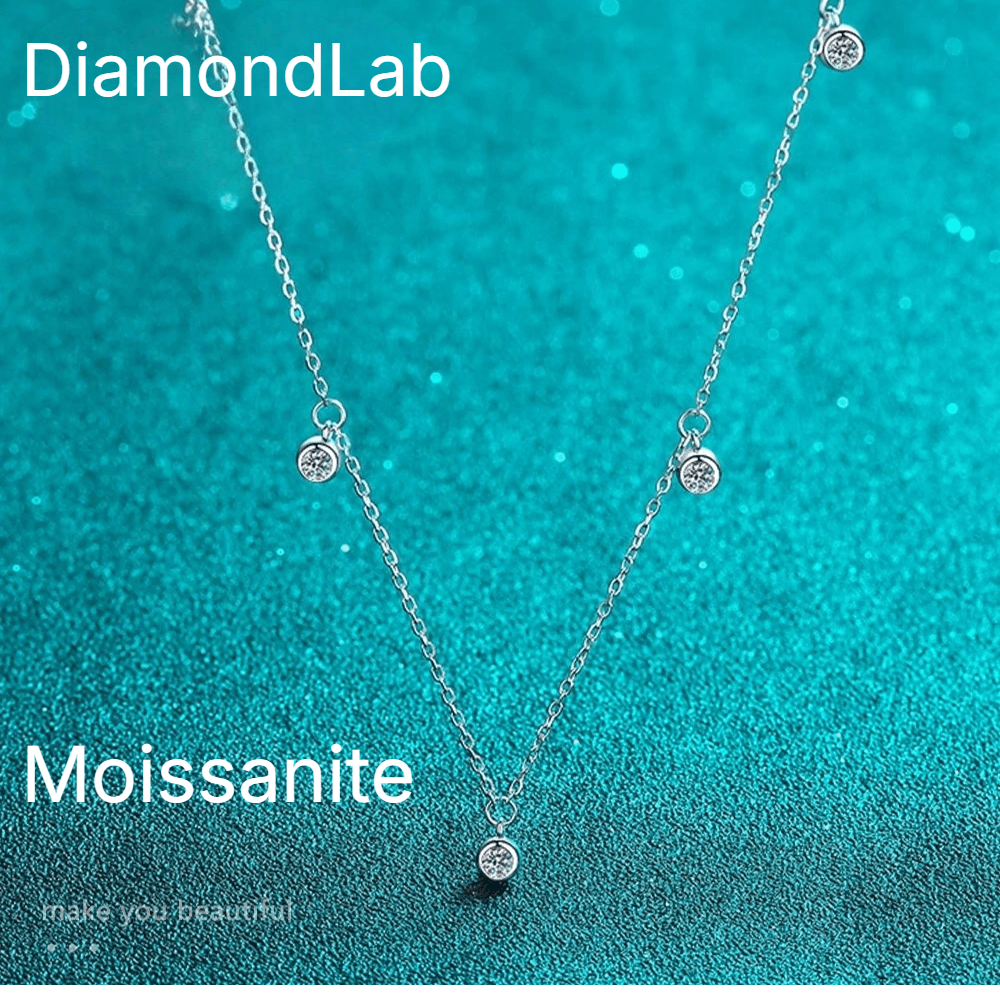 Premium Multi Stone Moissanite Necklace 8 Hearts Arrows 925 - Diamond - Lab