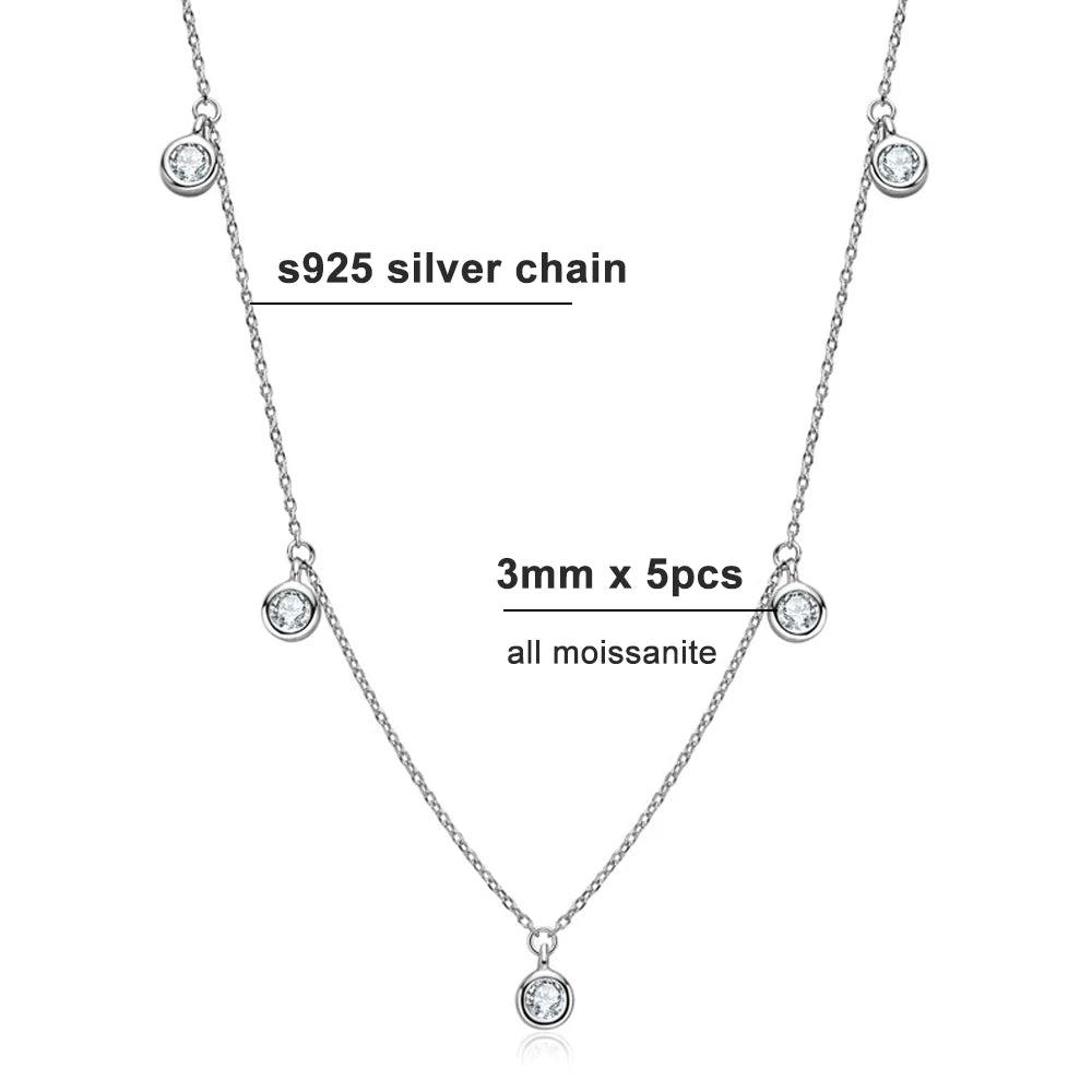 Premium Multi Stone Moissanite Necklace 8 Hearts Arrows 925 - Diamond - Lab