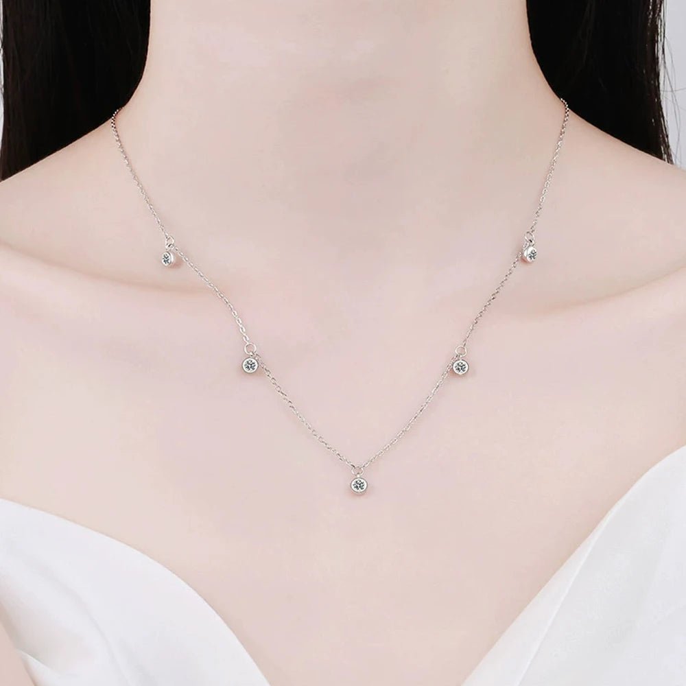 Premium Multi Stone Moissanite Necklace 8 Hearts Arrows 925 - Diamond - Lab
