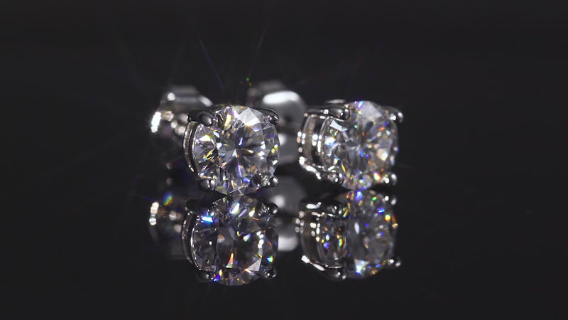 Stunning crown pattern moissanite stud earrings featuring premium D Color VVS1 stones with exceptional 8 hearts 8 arrows round 