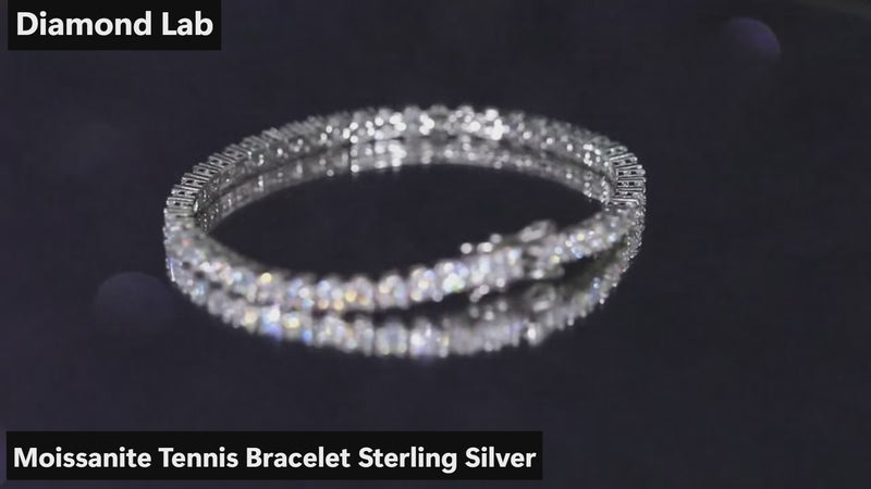 Premium moissanite tennis bracelet in 925 sterling silver, close-up sparkle video.