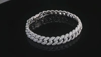 8mm Cuban link bracelet made of 925 sterling silver with white gold plating and zircon stones