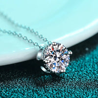 Round Exquisite Moissanite Necklace 925 Silver White Gold - Diamond - Lab